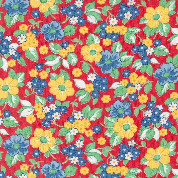 30s Playtime Scarlet Growing Garden Florals Fabric