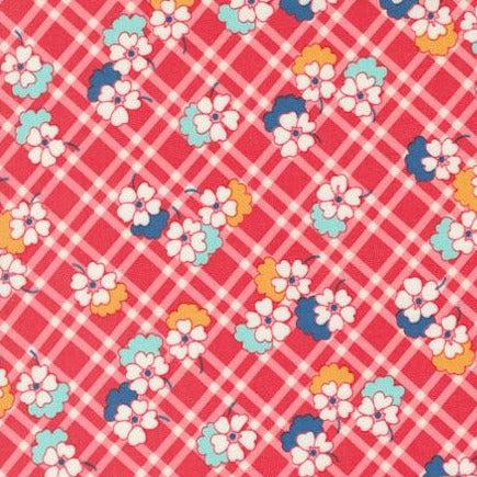 30s Playtime Scarlet Posies & Plaids Fabric-Moda Fabrics-My Favorite Quilt Store