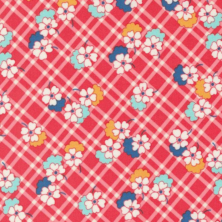 30s Playtime Scarlet Posies & Plaids Fabric-Moda Fabrics-My Favorite Quilt Store