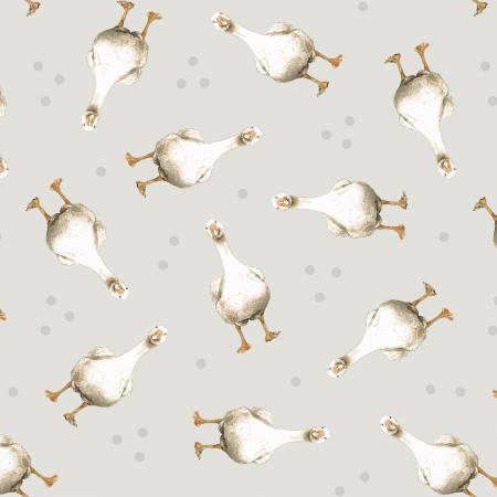 A Beautiful Day  Light Gray Geese Fabric