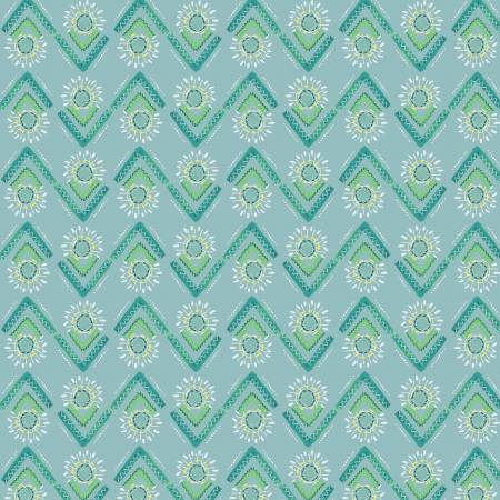 A Heart Led Life Teal Flower Spray Fabric-Benartex Fabrics-My Favorite Quilt Store