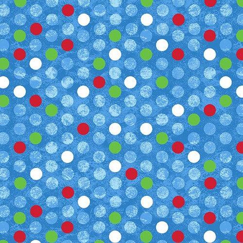 A Jolly Good Time Blue Large Dots Fabric