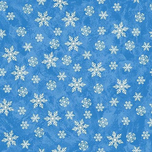 A Jolly Good Time Light Blue Tossed Snowflakes Fabric