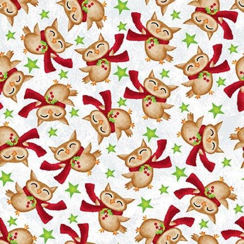 A Jolly Good Time Red Tossed Owls Fabric-Studio e Fabrics-My Favorite Quilt Store