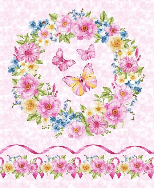 A Pink Celebration Pink Wreath 36" Panel-Studio e Fabrics-My Favorite Quilt Store