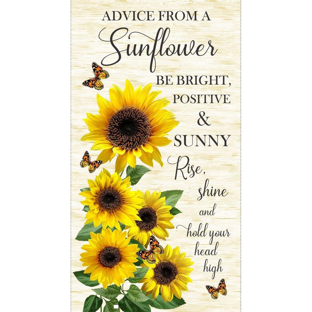 Advice From A Sunflower Cream Sunflower 24" Panel-Timeless Treasures-My Favorite Quilt Store