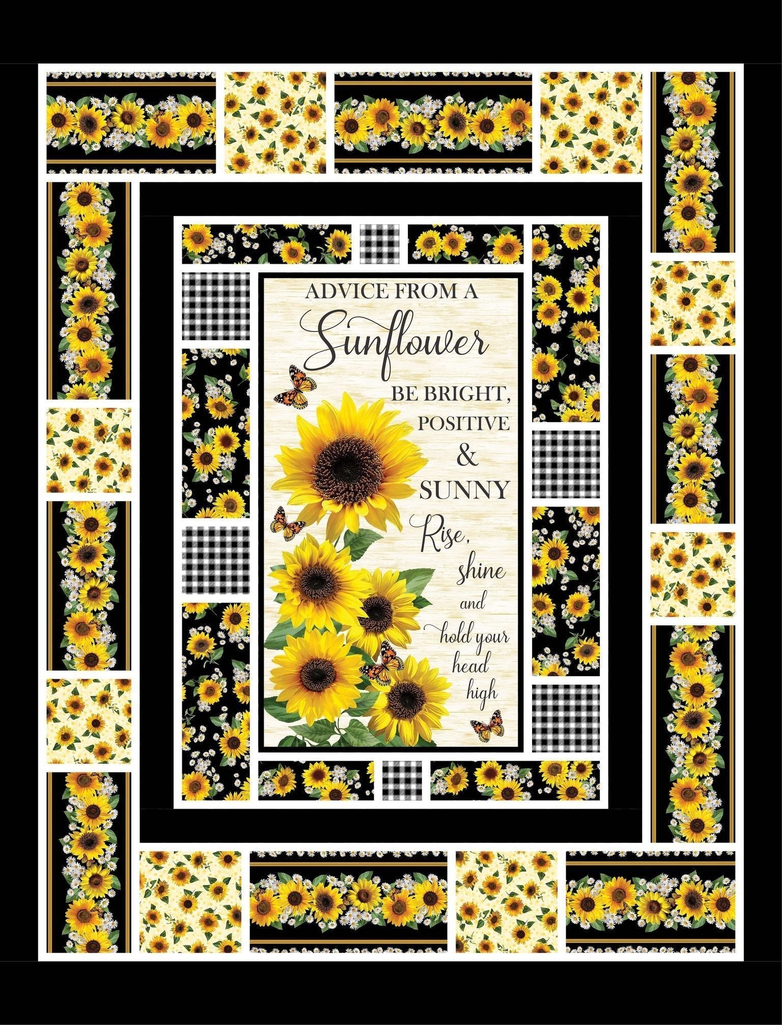 Advice From A Sunflower Message Board Quilt Kit-Timeless Treasures-My Favorite Quilt Store