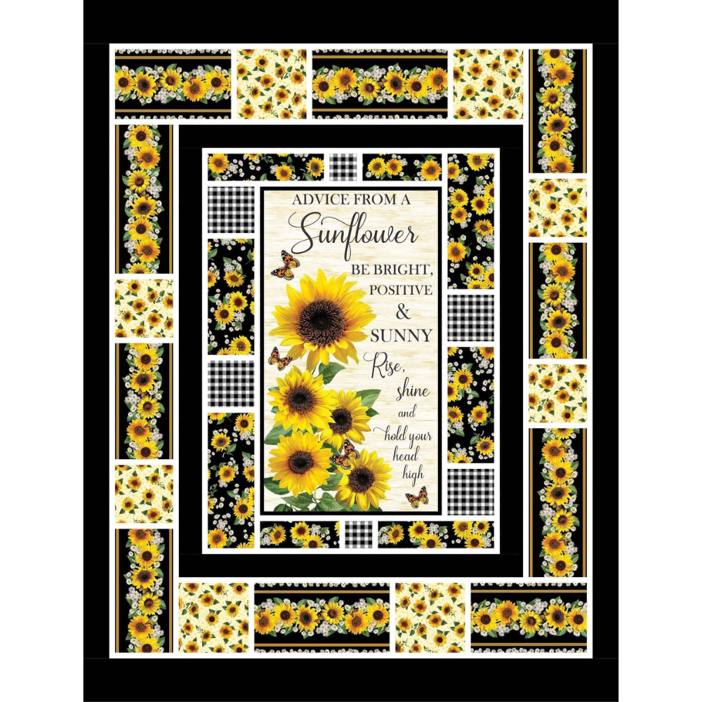 Advice From A Sunflower Message Board Quilt Kit-Timeless Treasures-My Favorite Quilt Store