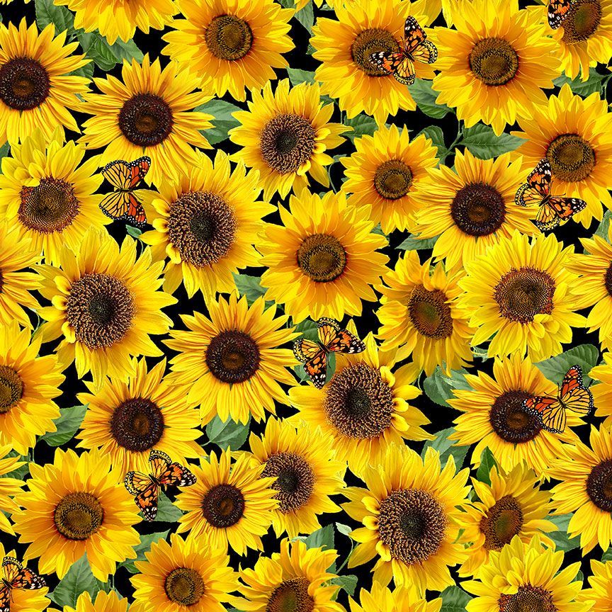 Advice From A Sunflower Yellow Sunflowers & Butterflies Fabric-Timeless Treasures-My Favorite Quilt Store