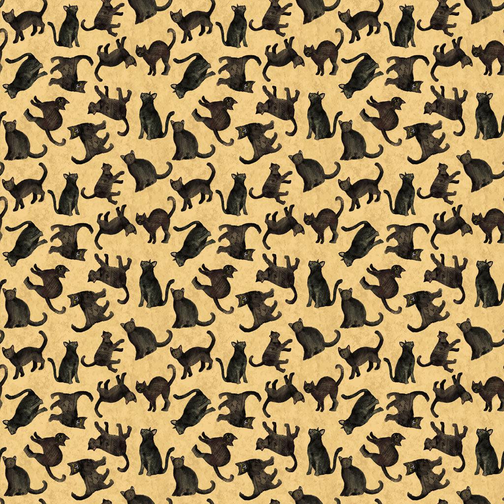 All Hallows Eve Dark Butter Black Cats Fabric-Clothworks-My Favorite Quilt Store
