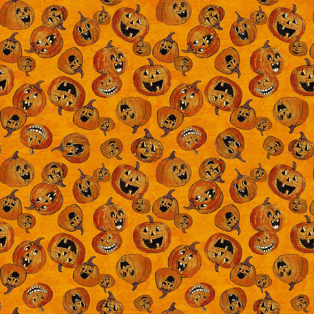 All Hallows Eve Orange Jack-o-Lanterns Fabric