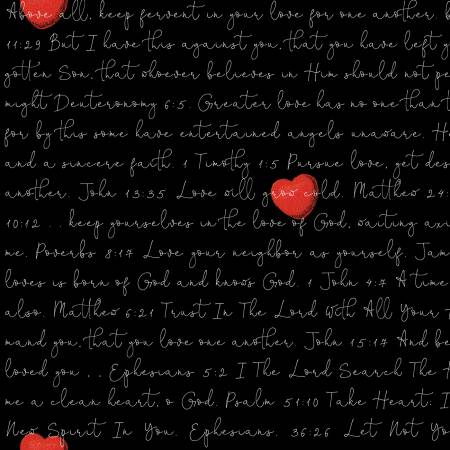 All My Heart Black Love Letters Fabric-Riley Blake Fabrics-My Favorite Quilt Store