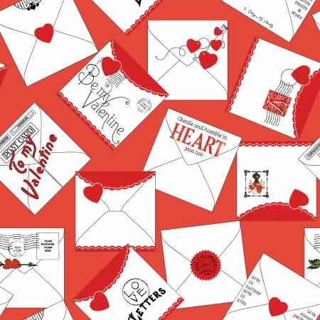 All My Heart Red Greeting Fabric