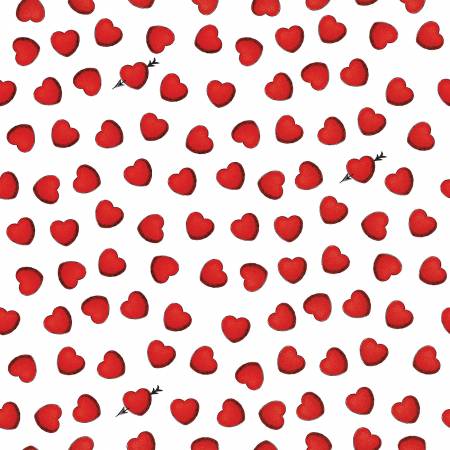 All My Heart White Heart Toss Fabric