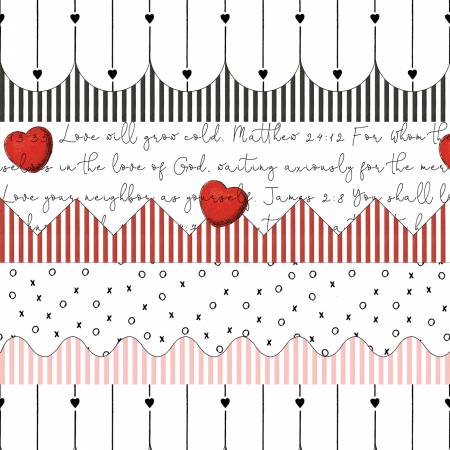 All My Heart White Trimmings Border Stripe Fabric