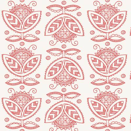 All My Heart White/Red Thistles Fabric