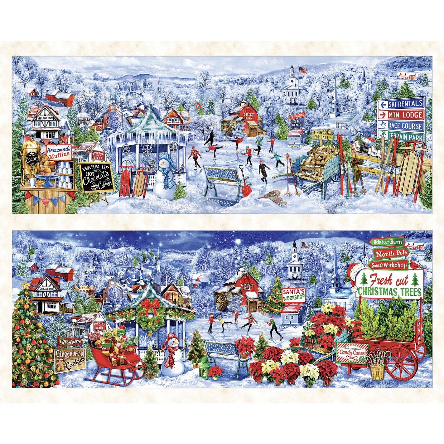 All Seasons Multi Winter Pillow Panel 36"-Benartex Fabrics-My Favorite Quilt Store