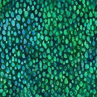 Allure Dark Green Watercolor Rain Dots Fabric