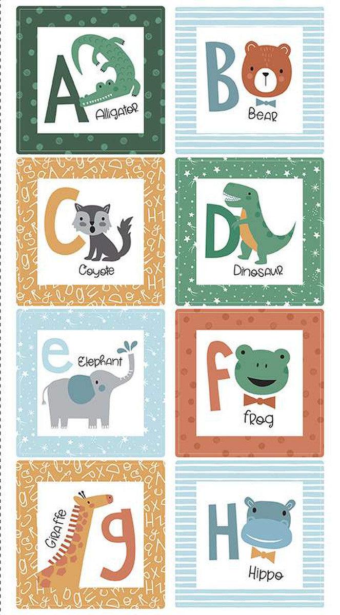 Alphabet Zoo Multi Animal Patch 24" Panel-Riley Blake Fabrics-My Favorite Quilt Store