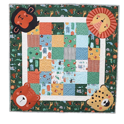 Fabric Baby Pre-Quilted Panel Alphabet Zoo Animals 35x44