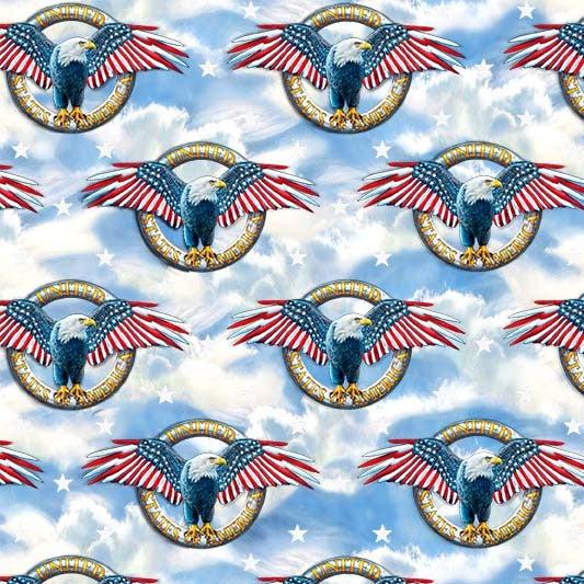 America The Beautiful Blue American Eagles Fabric-Michael Miller Fabrics-My Favorite Quilt Store