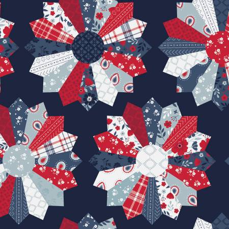 American Beauty Navy Dresden Fabric