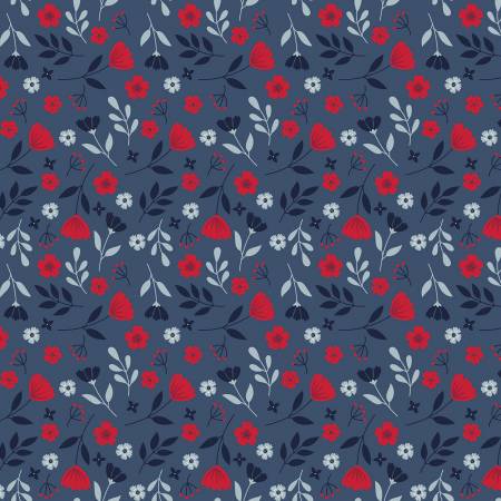 American Beauty Navy Floral Fabric-Riley Blake Fabrics-My Favorite Quilt Store