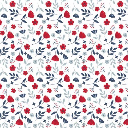 American Beauty White Floral Fabric