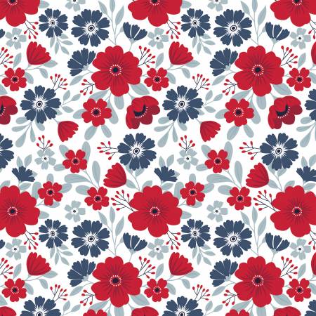 American Beauty White Main Fabric-Riley Blake Fabrics-My Favorite Quilt Store