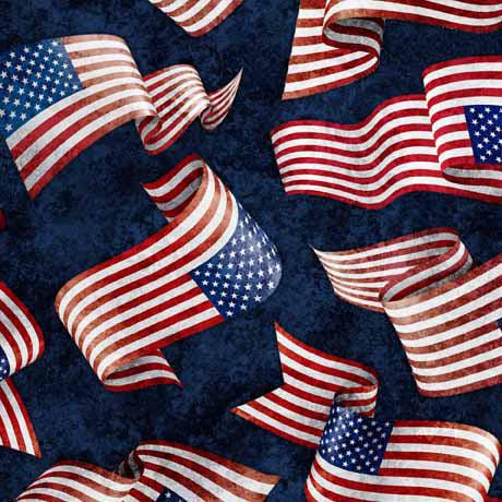 American Spirit Navy Flag Toss Fabric