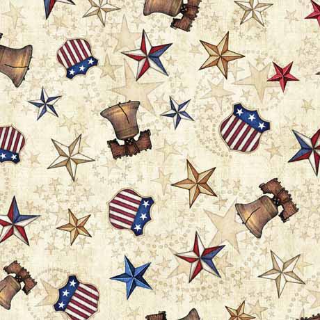 American Spirit Tan Liberty Bell Fabric