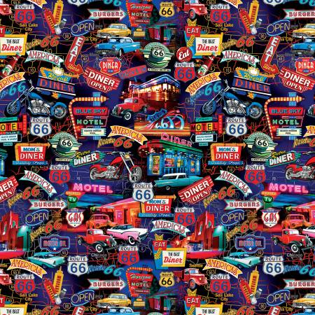 America's Highway Multi Night Life Fabric-Benartex Fabrics-My Favorite Quilt Store