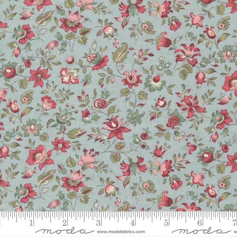 Antoinette Ciel Blue Picardie Small Floral Fabric-Moda Fabrics-My Favorite Quilt Store