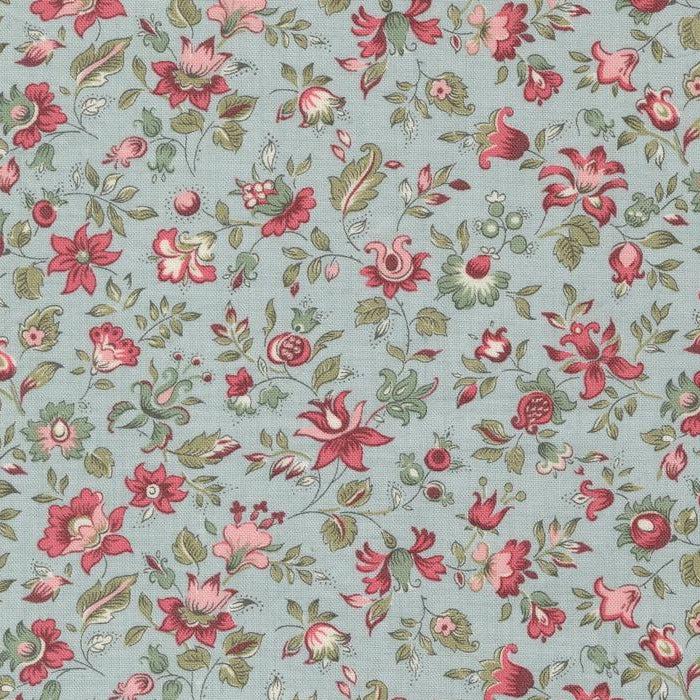 Antoinette Ciel Blue Picardie Small Floral Fabric-Moda Fabrics-My Favorite Quilt Store