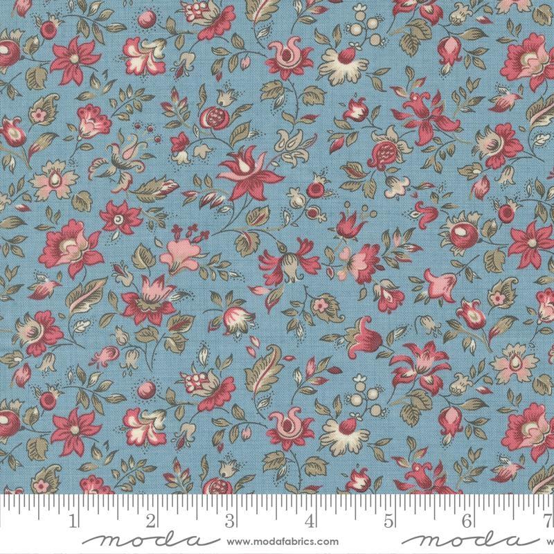 Antoinette French Blue Picardie Small Floral Fabric-Moda Fabrics-My Favorite Quilt Store