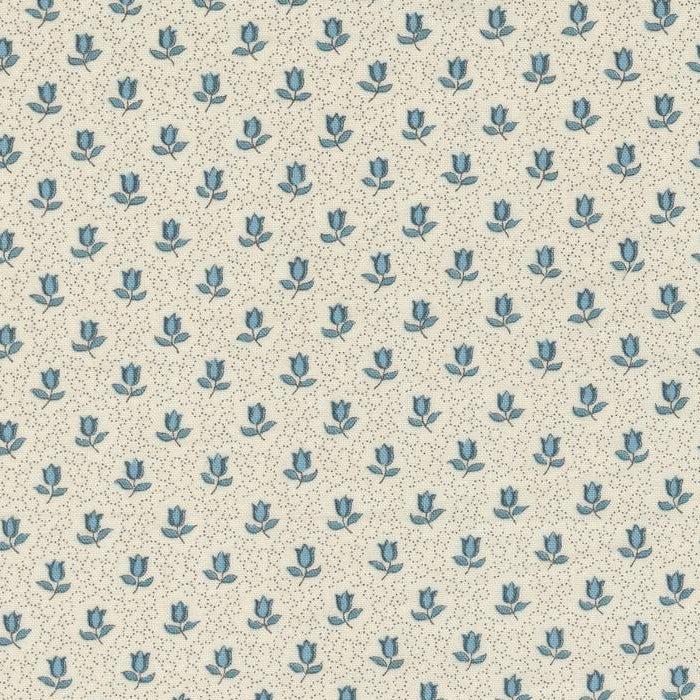 Antoinette Pearl French Blue Champagne Small Floral Fabric