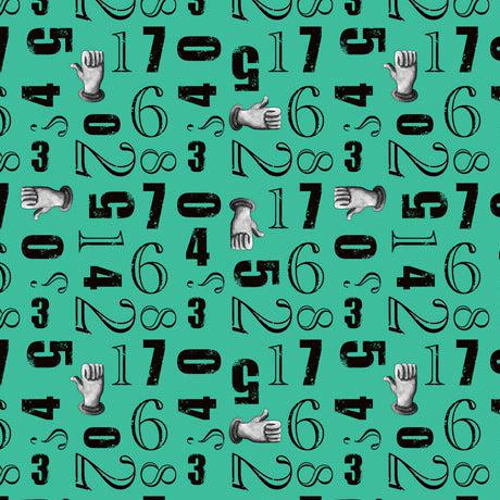 Aquatic Steampunkery Aqua Numbers Toss Fabric