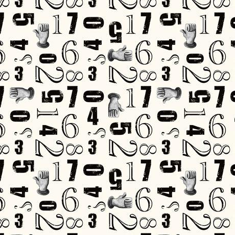 Aquatic Steampunkery Cream Numbers Toss Fabric