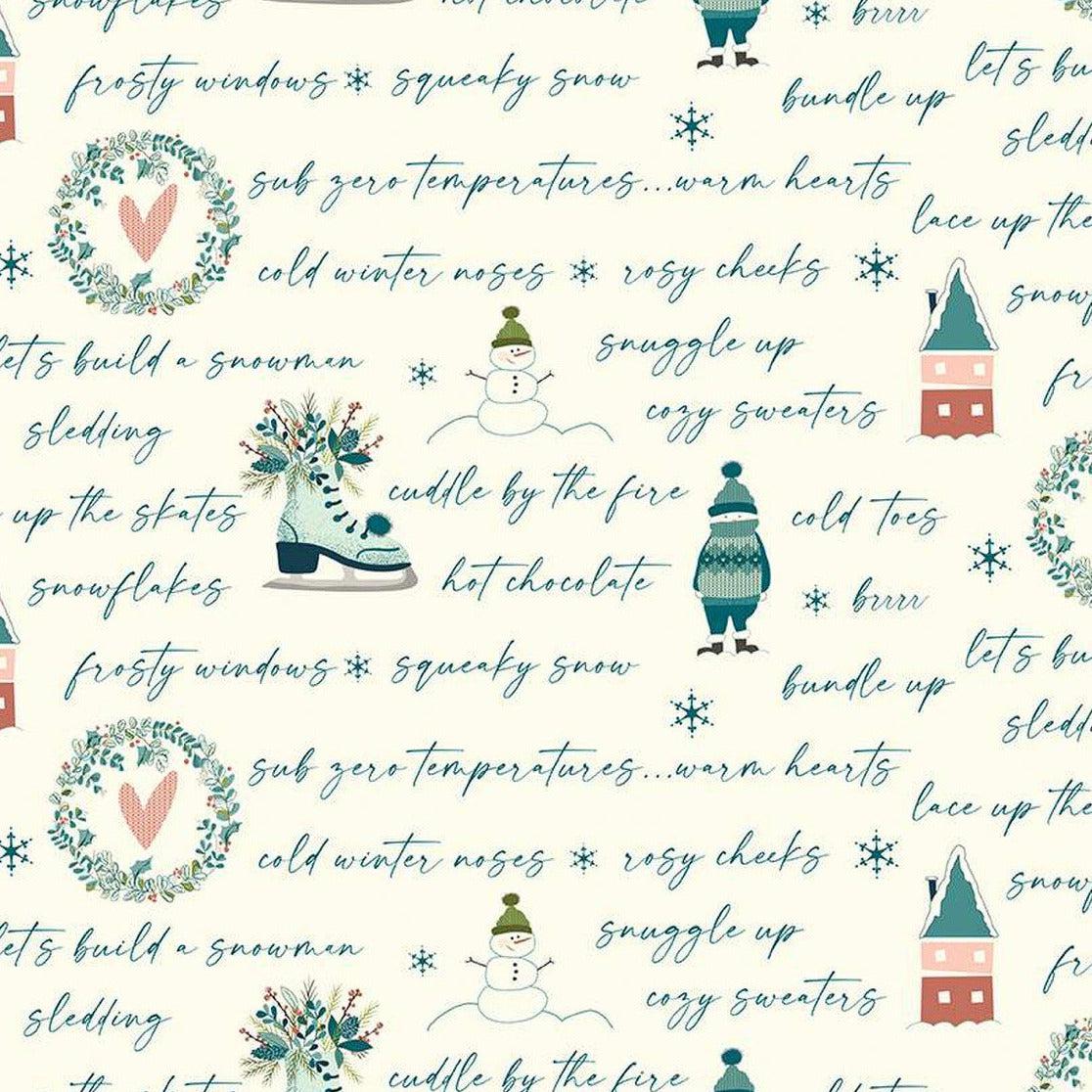 Riley Blake Fabric Warm Wishes Collection, Winter Wear (Sky) (C10782)