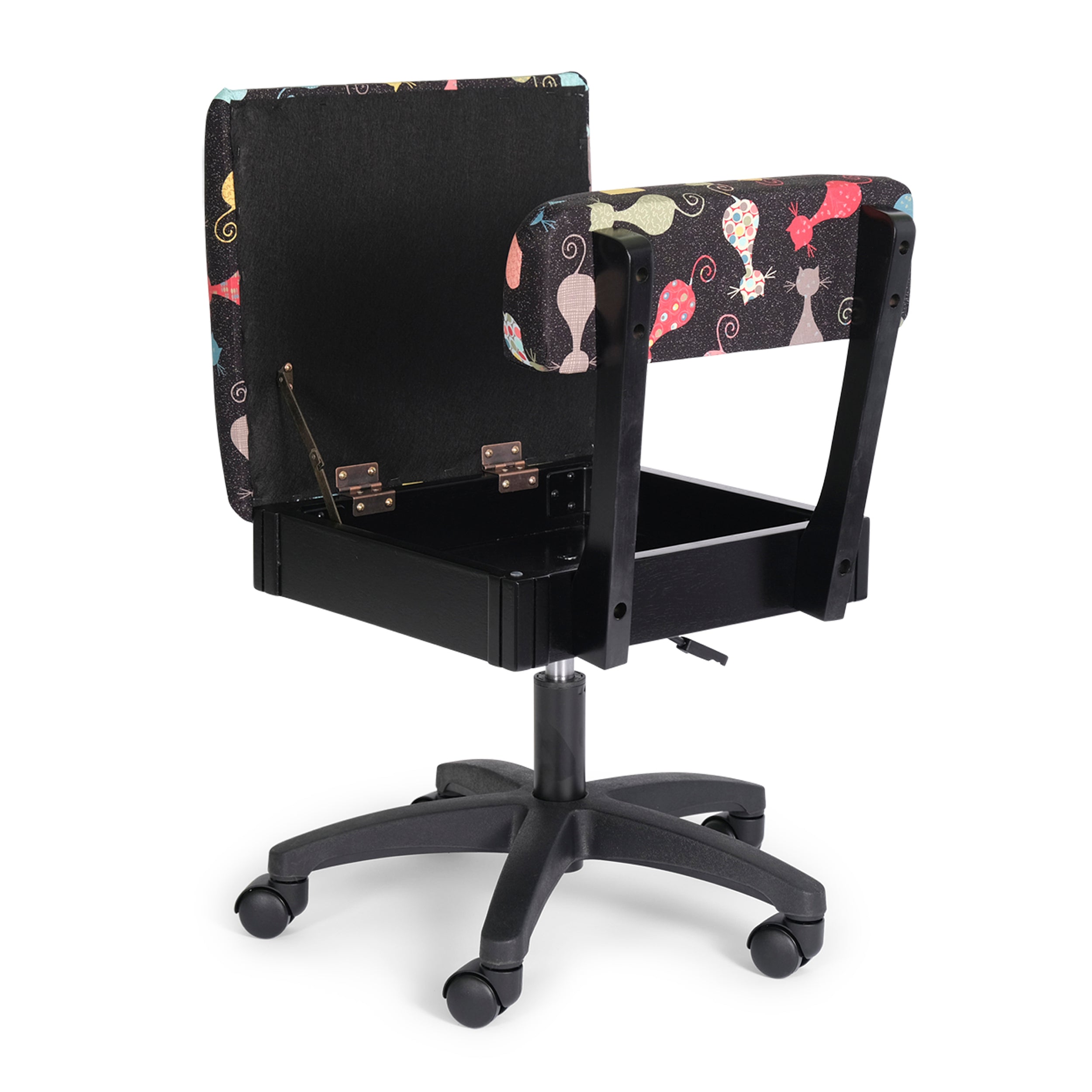 Arrow Height Adjustable Hydraulic Sewing Chair - Cat's Meow Black-Arrow Classic Sewing Furniture-My Favorite Quilt Store