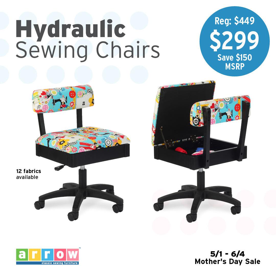 Arrow Height Adjustable Hydraulic Sewing Chair - Duchess Blue-Arrow Classic Sewing Furniture-My Favorite Quilt Store