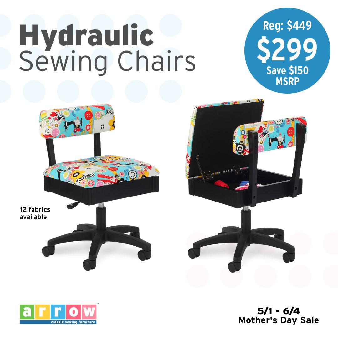 Arrow Height Adjustable Hydraulic Sewing Chair - Lady Gray-Arrow Classic Sewing Furniture-My Favorite Quilt Store