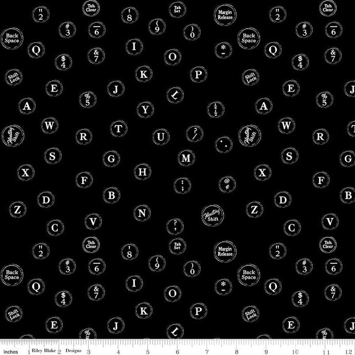 Art Journal Black Typewriter Key Fabric-Riley Blake Fabrics-My Favorite Quilt Store