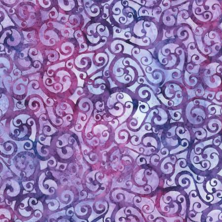 Artisan Batik Graceful Lilac Swirls Fabric