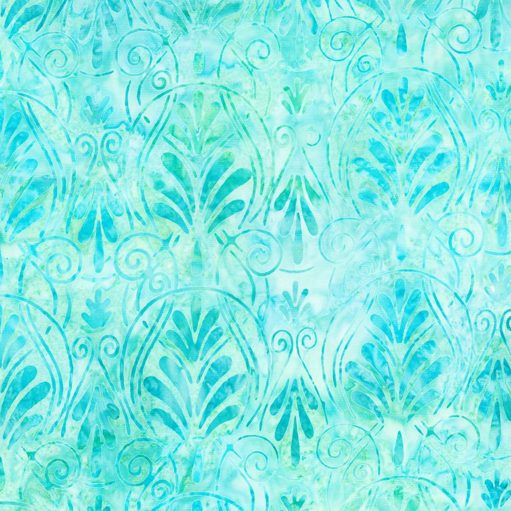 Artisan Batik Graceful Seafoam Feathers Fabric-Robert Kaufman-My Favorite Quilt Store