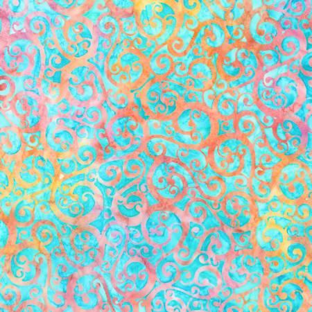 Artisan Batik Graceful Turquoise Swirls Fabric-Robert Kaufman-My Favorite Quilt Store