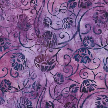Artisan Batik Graceful Violet Flowers Fabric