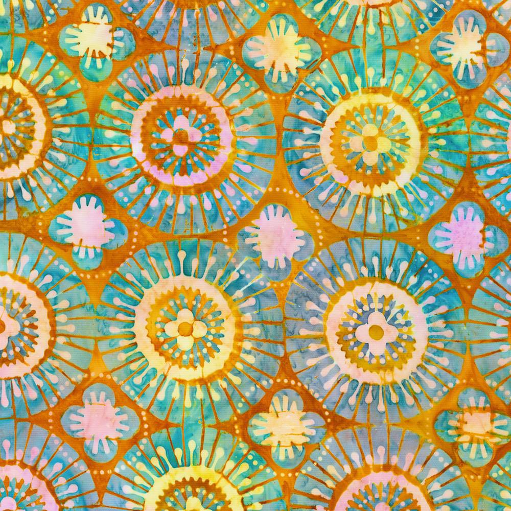 Artisan Batik Retro Rainbow Blossom Circle Batik Fabric-Robert Kaufman-My Favorite Quilt Store