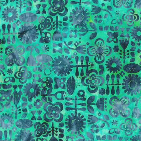 Artisan Batik Retro Rainbow Capri Flowers Batik Fabric