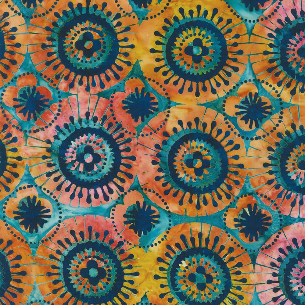 Artisan Batik Retro Rainbow Evening Circle Batik Fabric-Robert Kaufman-My Favorite Quilt Store